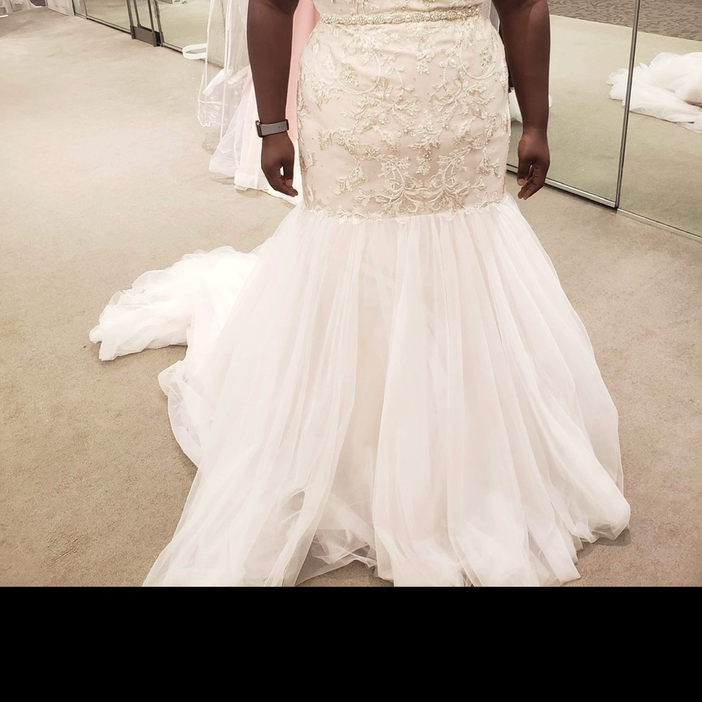 Oleg Cassini Cream Glitter Organza Dress